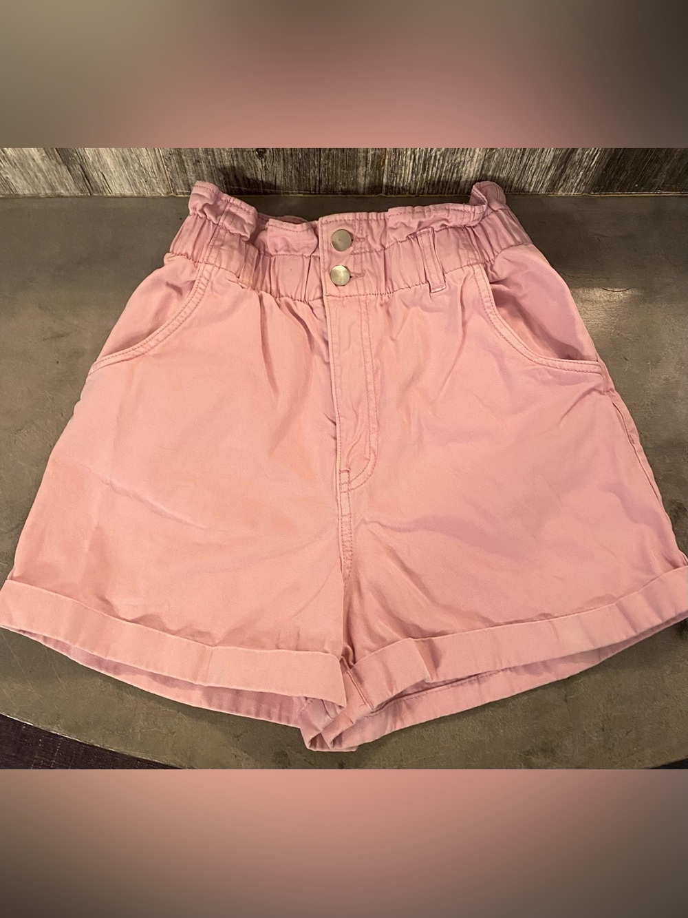 3/25$ H&M High Waist Paperbag Shorts in Light Pink